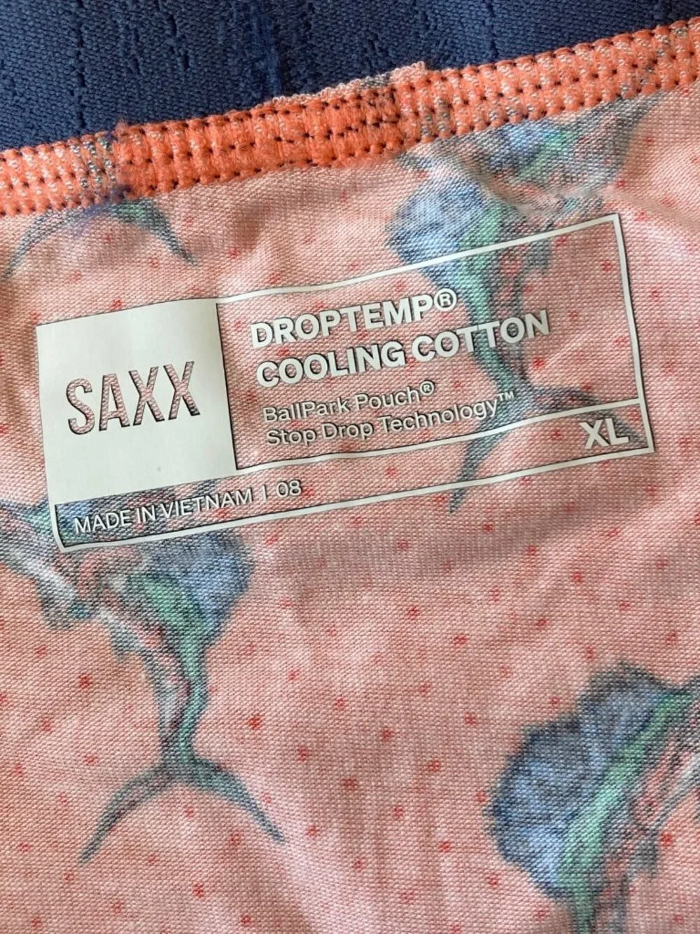 SAXX DropTemp Cooling Cotton Boxer Brief Mens XL Big Catch Orange NWT